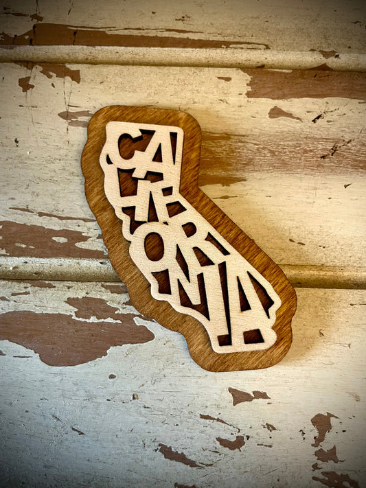 California Word Art 2-Layer Wood Refrigerator Magnet | 12 Finishes | State Pride Gift