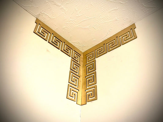 Greek Key Medium Pattern Wood Corner Accent & Trim | Set of 2 | Multiple Sizes & Finishes | Style A