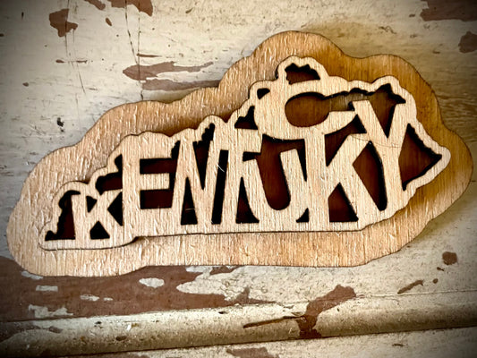 Kentucky Word Art 2-Layer Wood Refrigerator Magnet | 12 Finishes | State Pride Gift