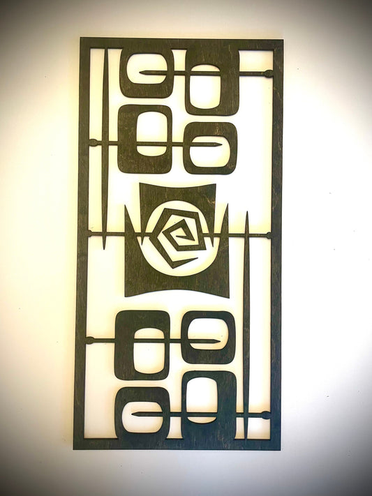 Mid Century Modern Wood Wall Art | 4-Panel Set | Multiple Sizes & Finishes | Set B