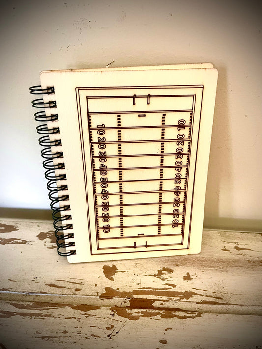 Football Field Wood Cover Spiral Notebook | Team Gift | Senior Night