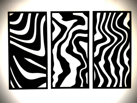 Waves & Abstracts Wood Wall Art | 3-Panel Set | Multiple Sizes & Finishes | Set A