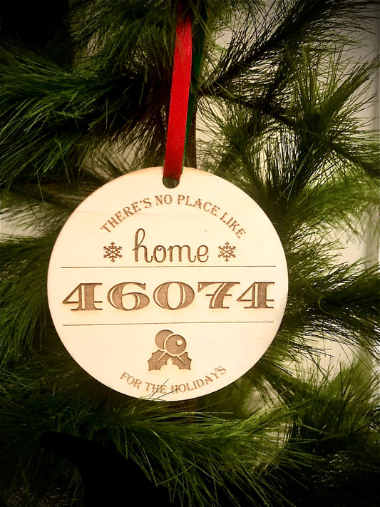 Zip Code Home for the Holidays Personalized Wood Ornament & Gift Tag | Custom Area Code | Unique Gift