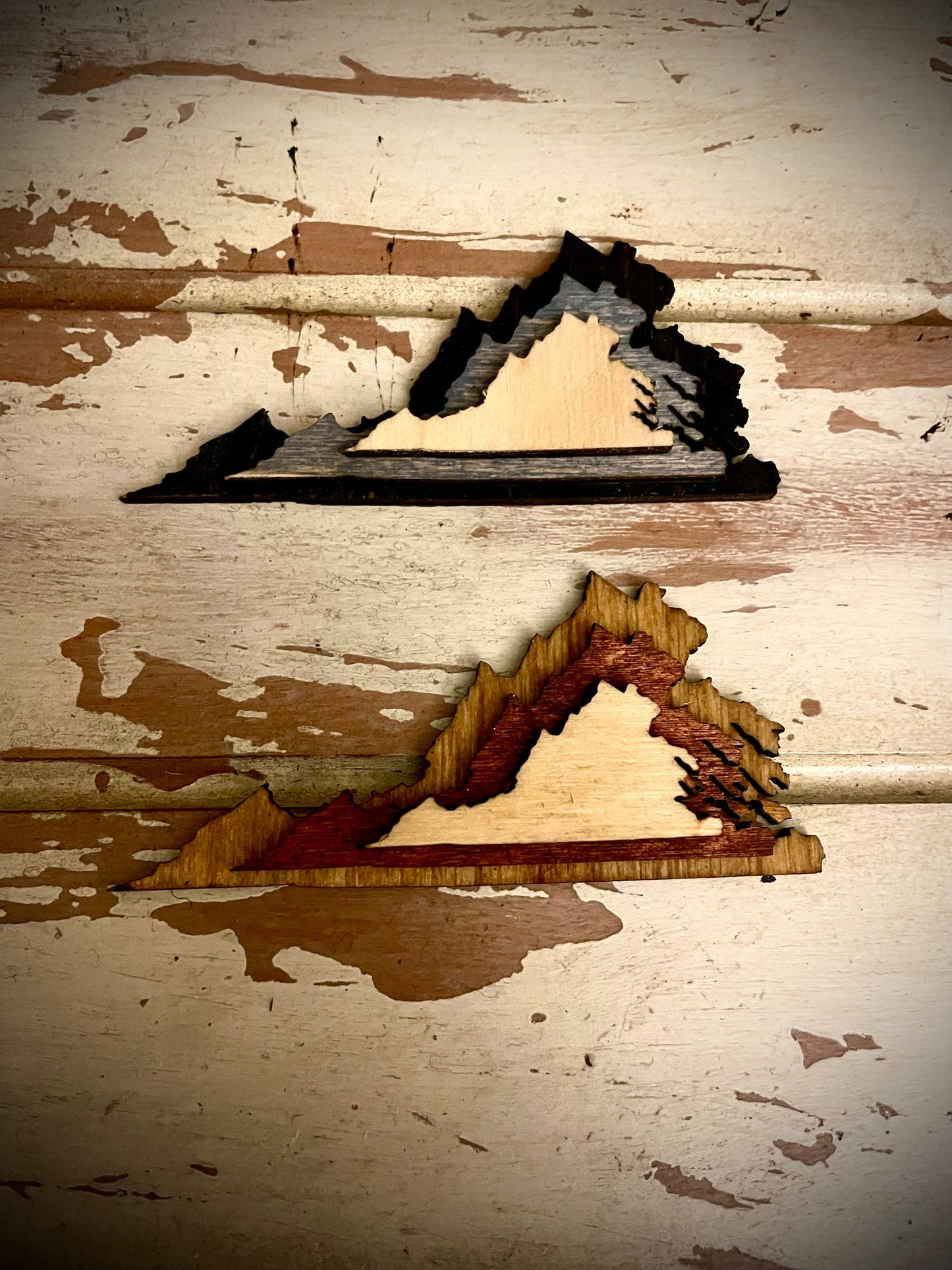 Virginia 3-Layer Stacked Wood Refrigerator Magnet | Brown & Gray Tones | State Pride Gift