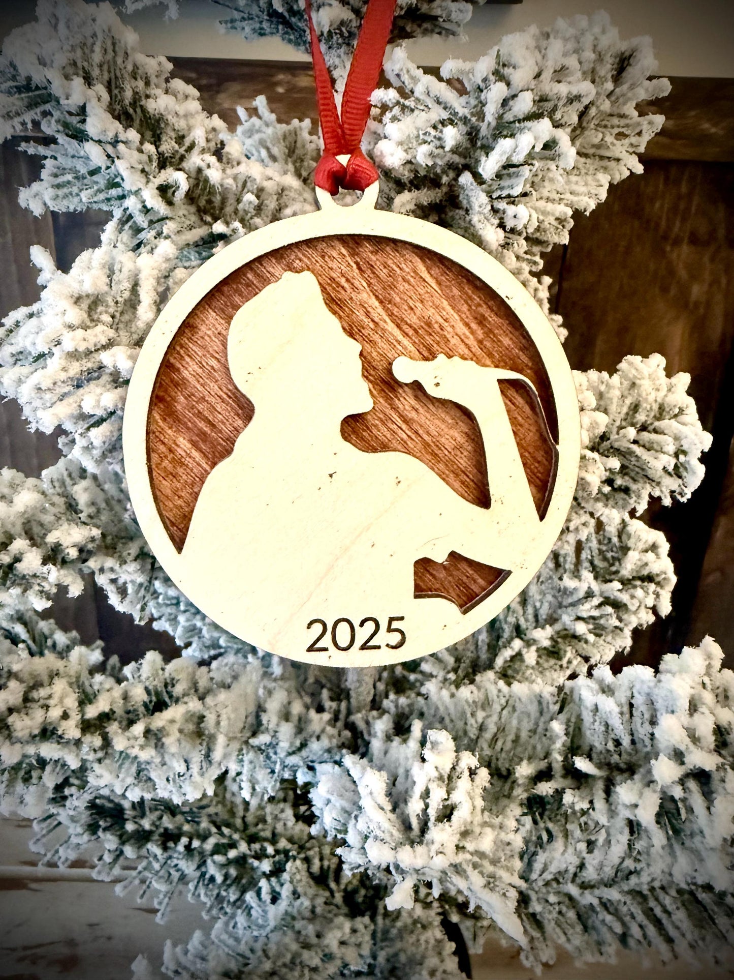 Male Show Choir or Karaoke Personalized 2-Layer Wood Christmas Ornament & Gift Tag | Multiple Finishes | Music Gift