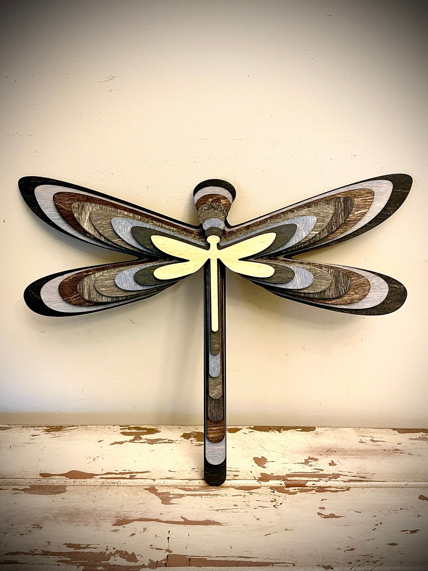 Stacked Dragonfly 3D Wood Table & Wall Art | Multi-Color