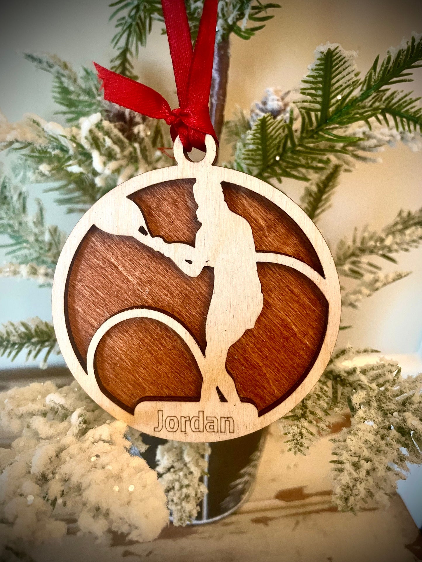 Tennis Player Personalized 2-Layer Wood Christmas Ornament & Gift Tag | Multiple Finishes | Tennis Gift (#20)