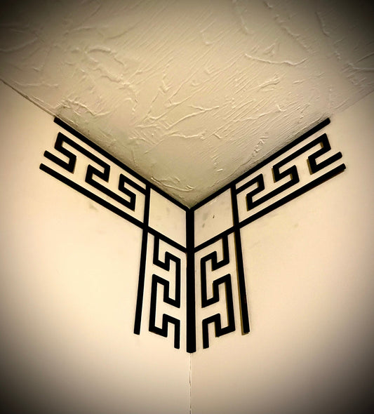 Greek Key Large Pattern Wood Corner Accent & Trim | Set of 2 | Multiple Sizes & Finishes | Style B