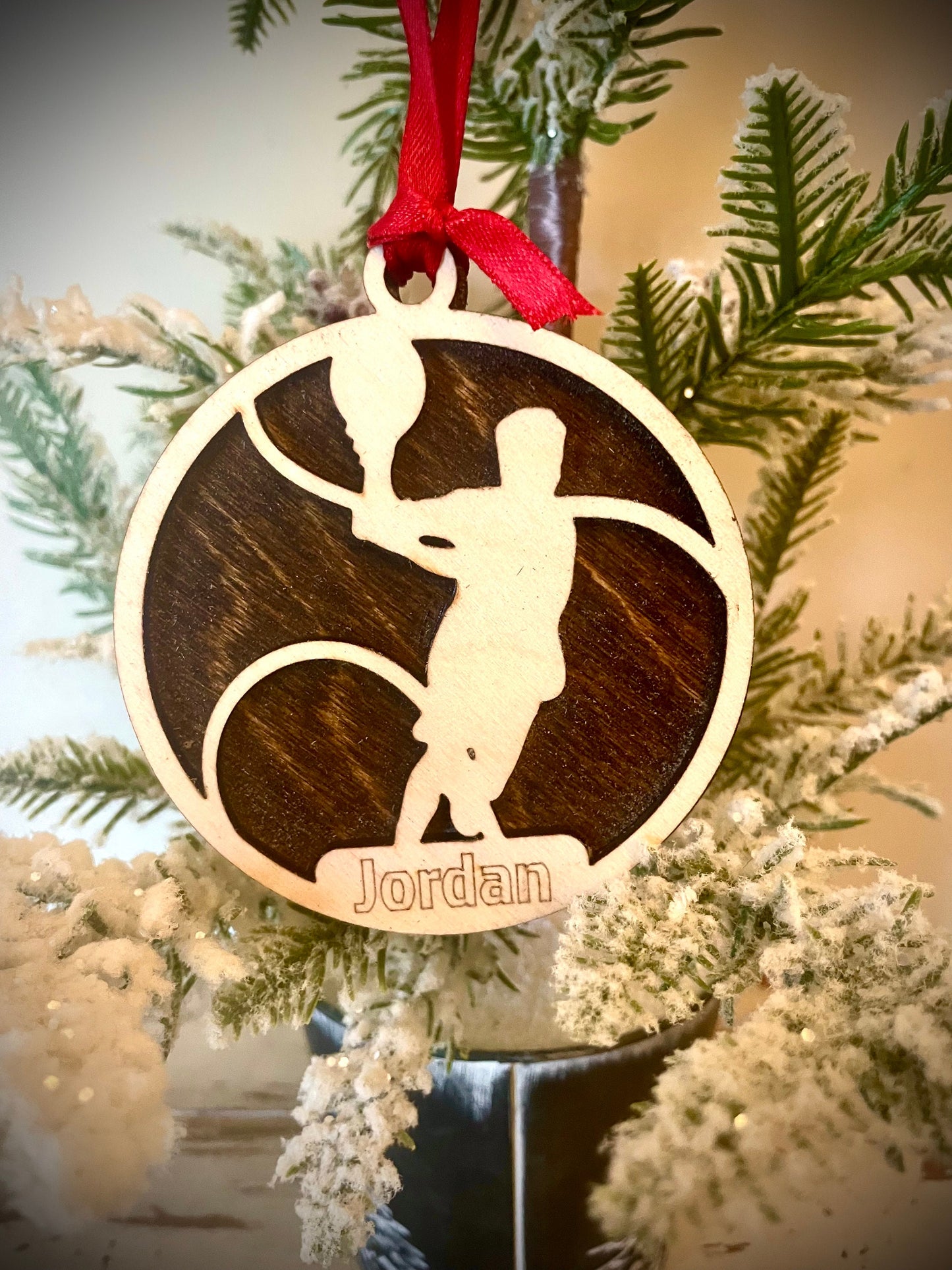 Tennis Player Personalized 2-Layer Wood Christmas Ornament & Gift Tag | Multiple Finishes | Tennis Gift (#7)