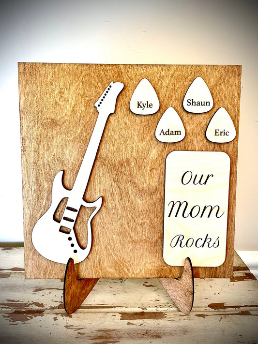Custom Guitar Wood Plaque | Mother's Day, Birthday & Christmas Gift