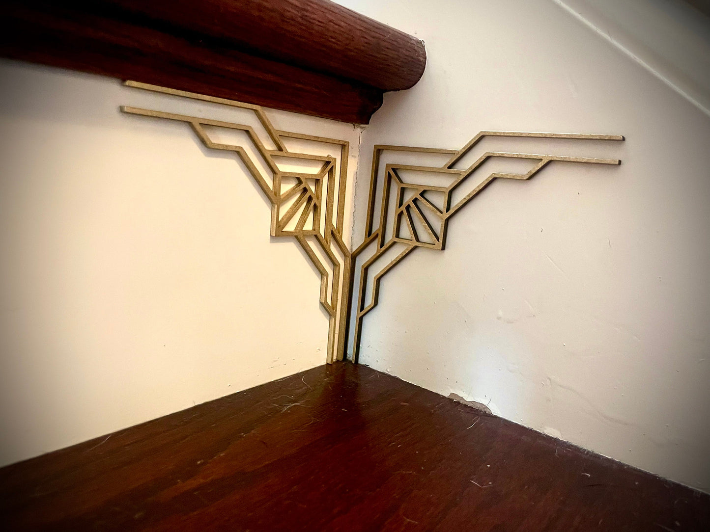 Art Deco art deco staircase corner accents / embellishments (set of 4) available in multiple finishes- style Q