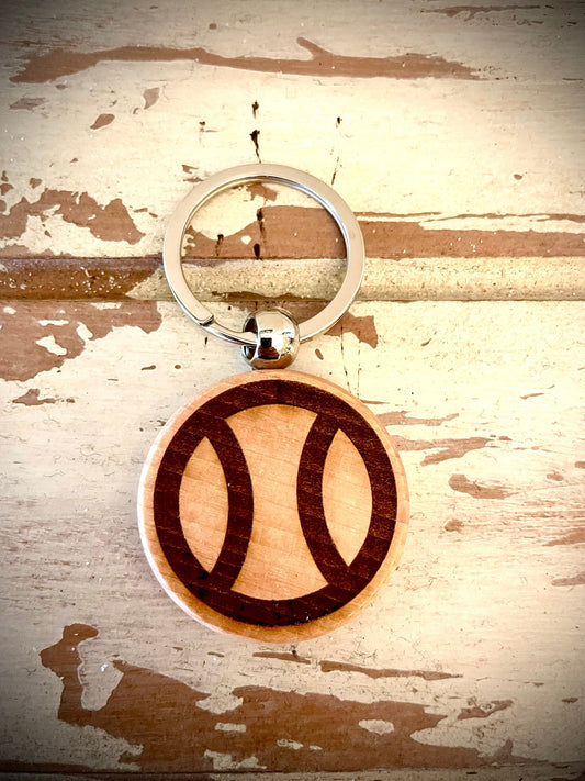 Tennis Ball Wood Keychain | Senior Night, Team & Coach Gift | Laser Engraved