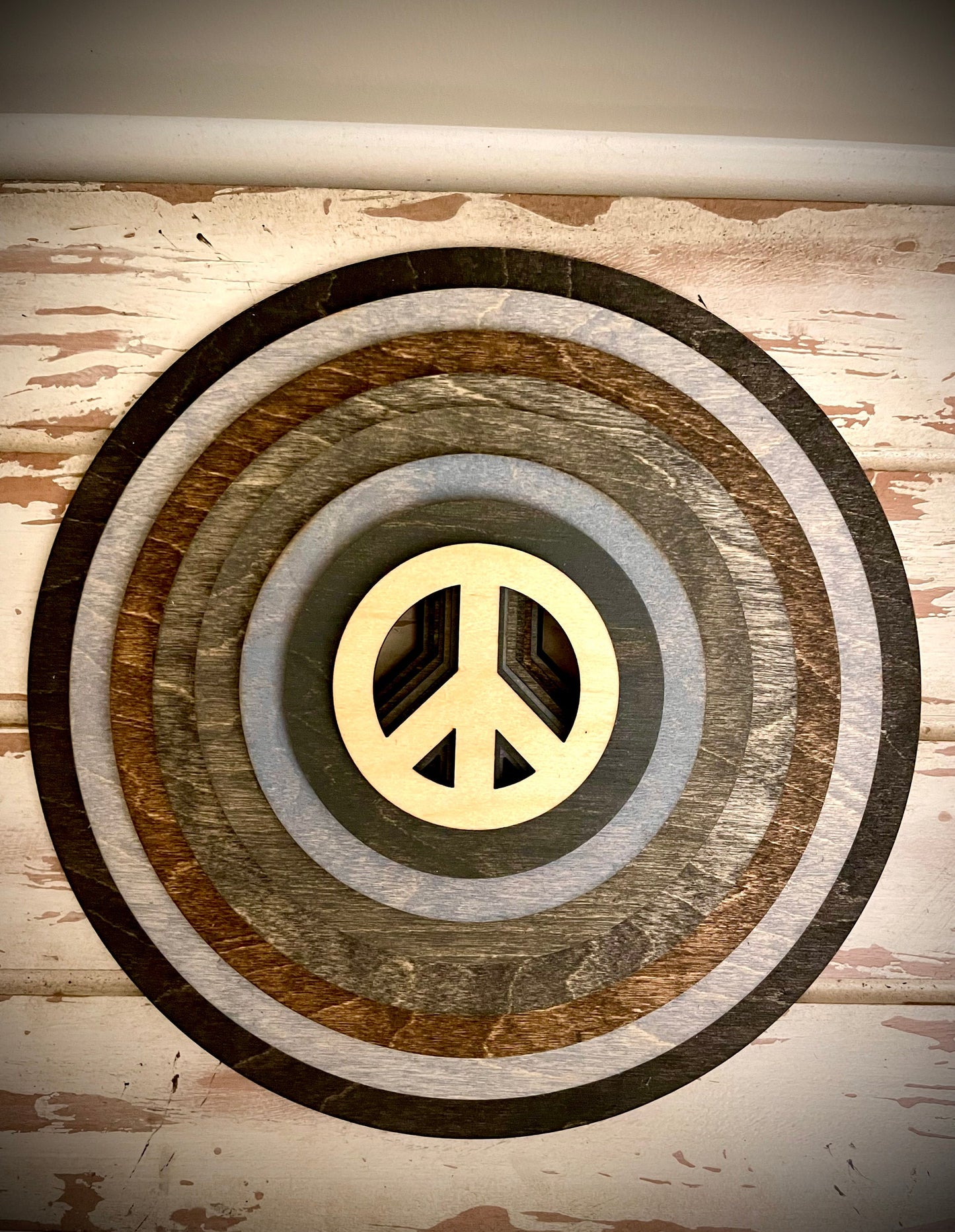Stacked Peace Signs 3D Wood Table & Wall Art | Multi-Color