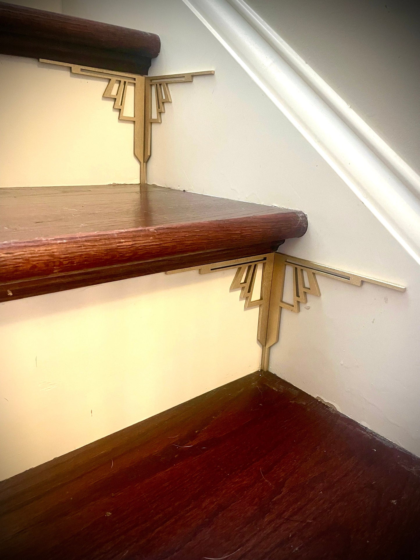 Art Deco art deco staircase corner accents / embellishments (set of 4) -available in multiple finishes and sizes -style D
