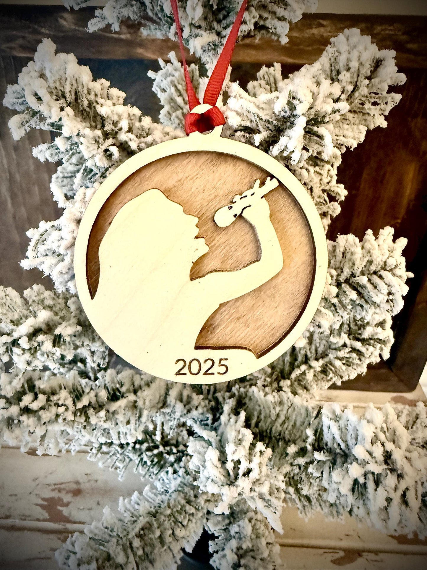 Female Show Choir Karaoke Singer Personalized 2-Layer Wood Christmas Ornament & Gift Tag | Multiple Finishes | Music Gift