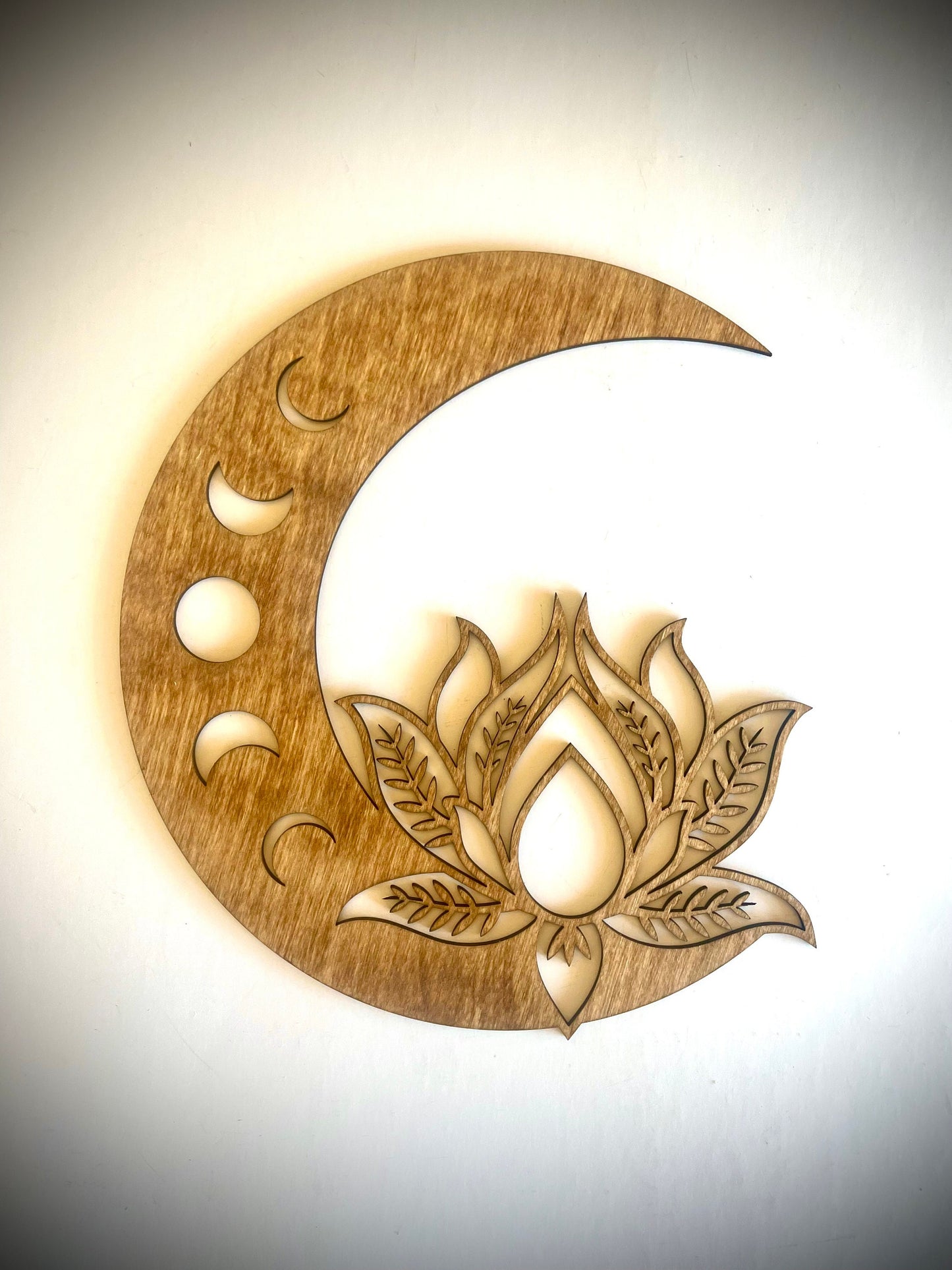 Lotus Moon Mandala Wood Wall Art | 3-Panel Set | Multiple Sizes & Finishes
