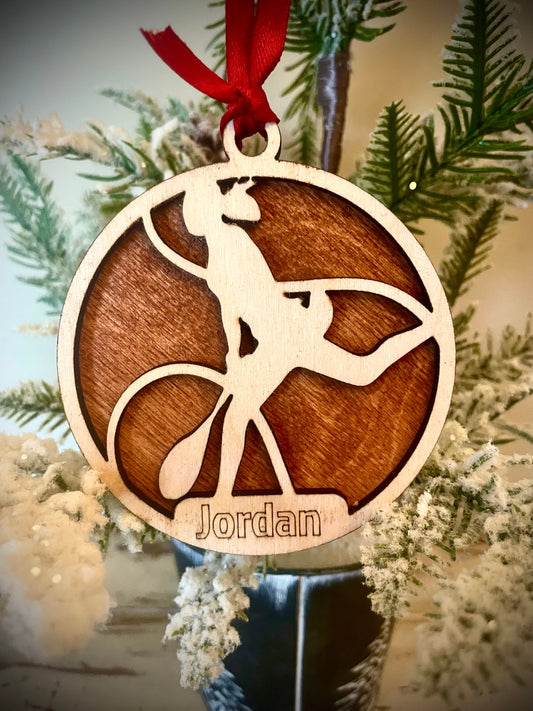 Female Tennis Player Personalized 2-Layer Wood Christmas Ornament & Gift Tag | Multiple Finishes | Tennis Gift (#6)