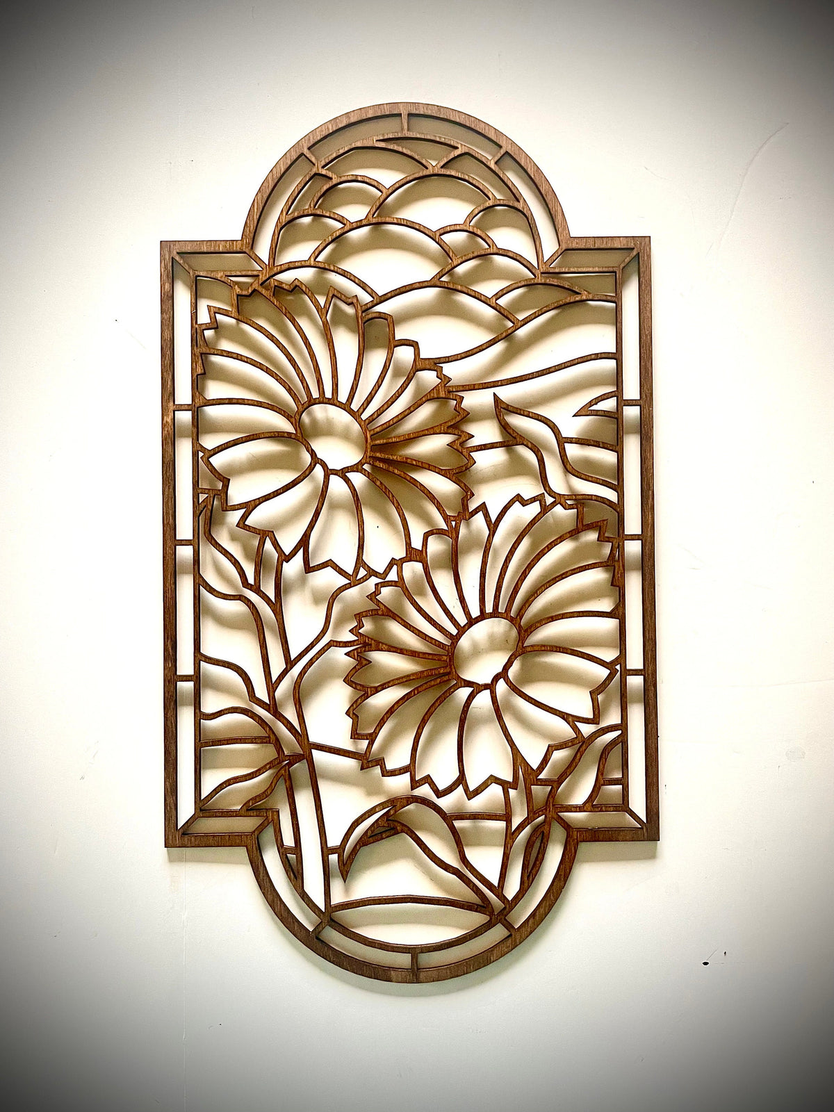 Flower Stained Glass Style Wood Wall Art | 3-Panel Set | Multiple Finishes