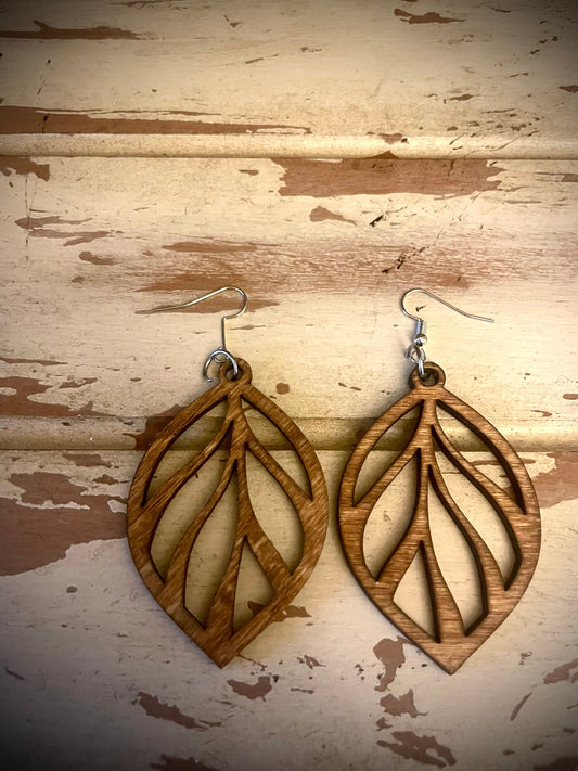 Leaf Wood Dangle Earrings | 3 Sizes, 12 Finishes | Nature-Inspired Boho Jewelry