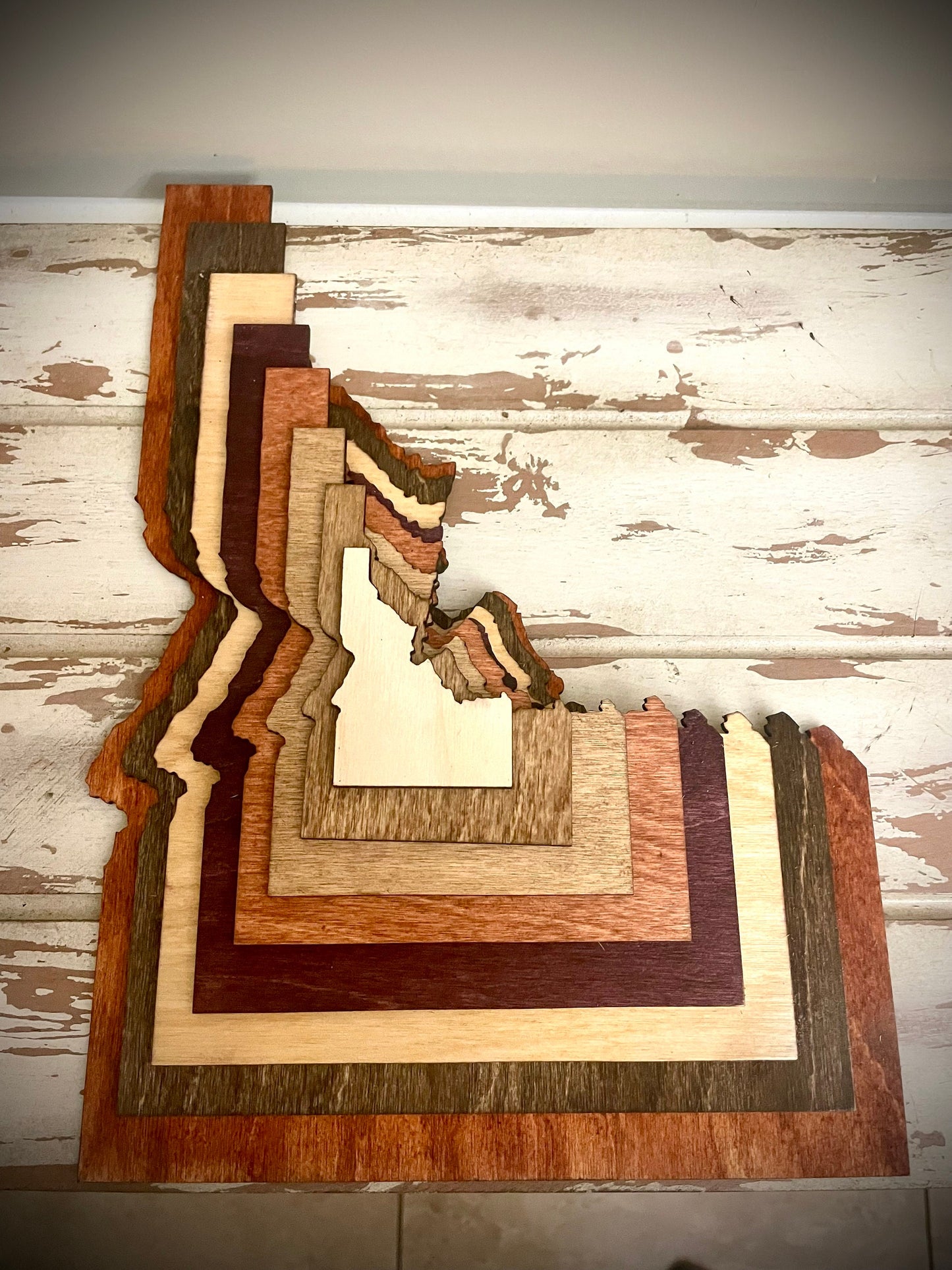 Idaho Stacked State 3D Wood Table & Wall Art | Multi-Color
