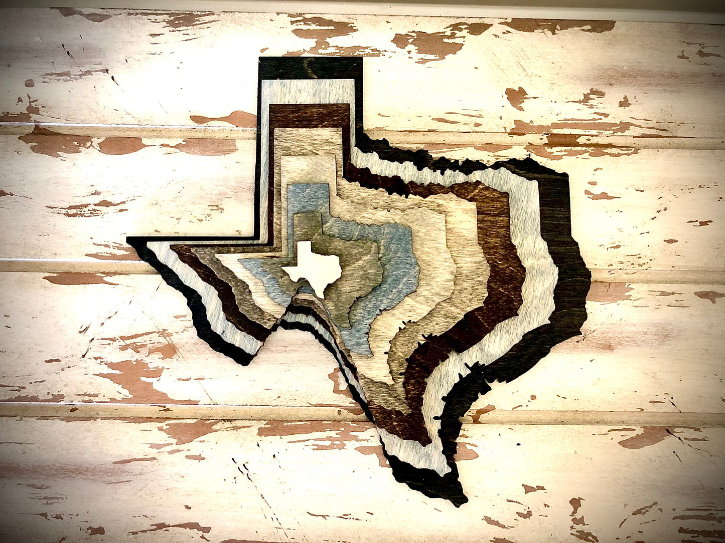 All 50 States 8-Layer Stacked Wood Table & Wall Art | Multi-Color | State Pride Gift