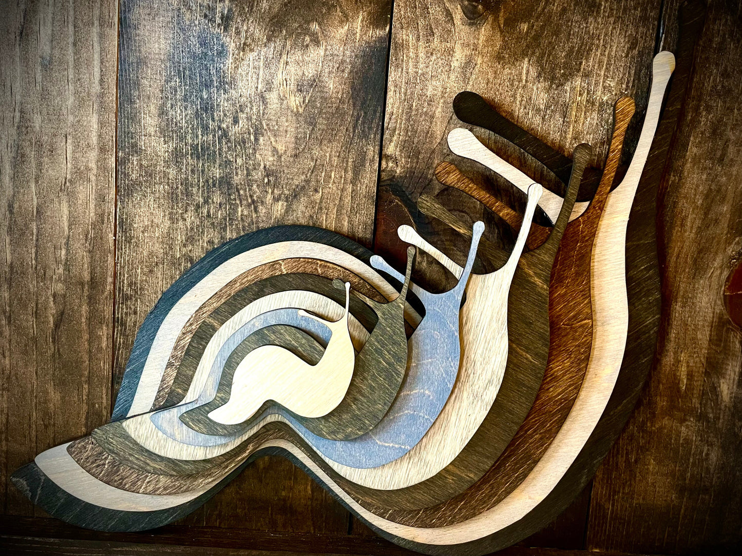 Stacked Snail / Banana Slug 3D Wood Table & Wall Art | Multi-Color