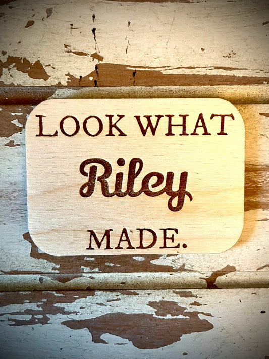 Custom Child's Artwork Display Wood Refrigerator Magnet | Personalized Name | Kids Gift