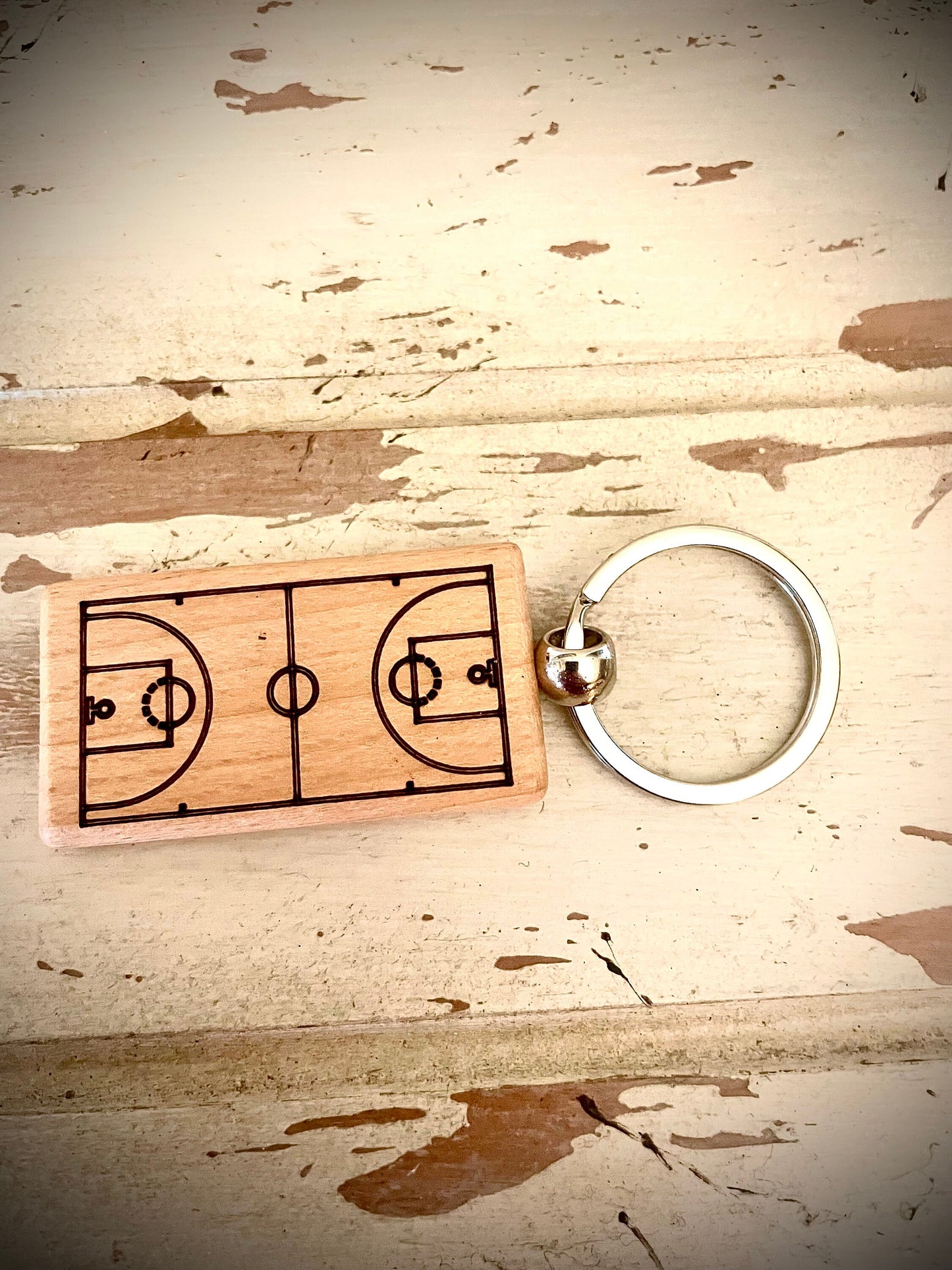 Basketball Court Wood Keychain | Senior Night, Team & Coach Gift | Laser Engraved