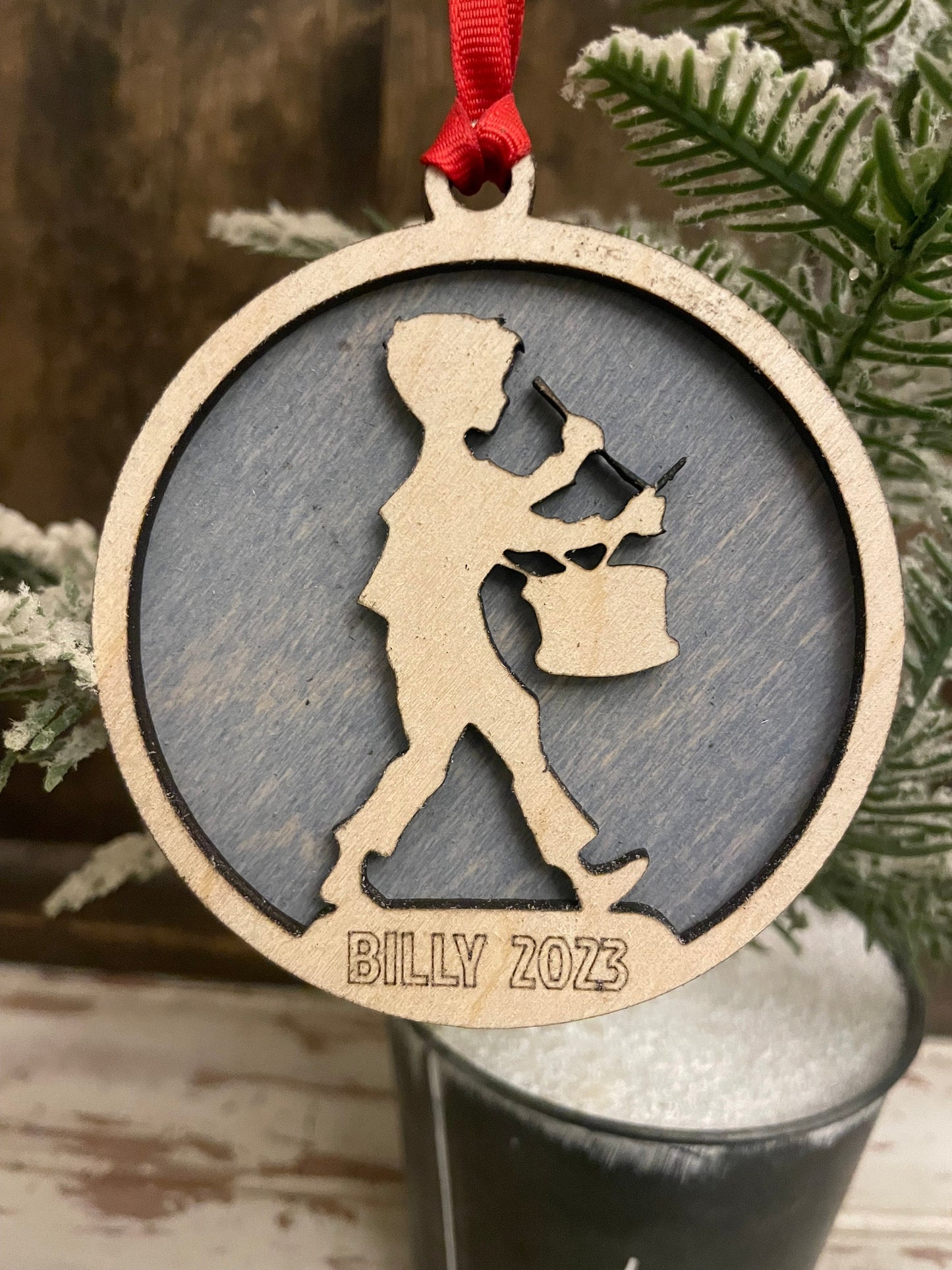 Little Drummer Boy Personalized 2-Layer Wood Christmas Ornament & Gift Tag | Multiple Finishes | Holiday Gift