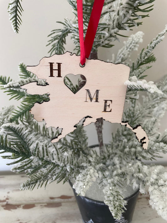 Alaska HOME Wood Ornament & Gift Tag | 12 Finishes | State Pride Gift
