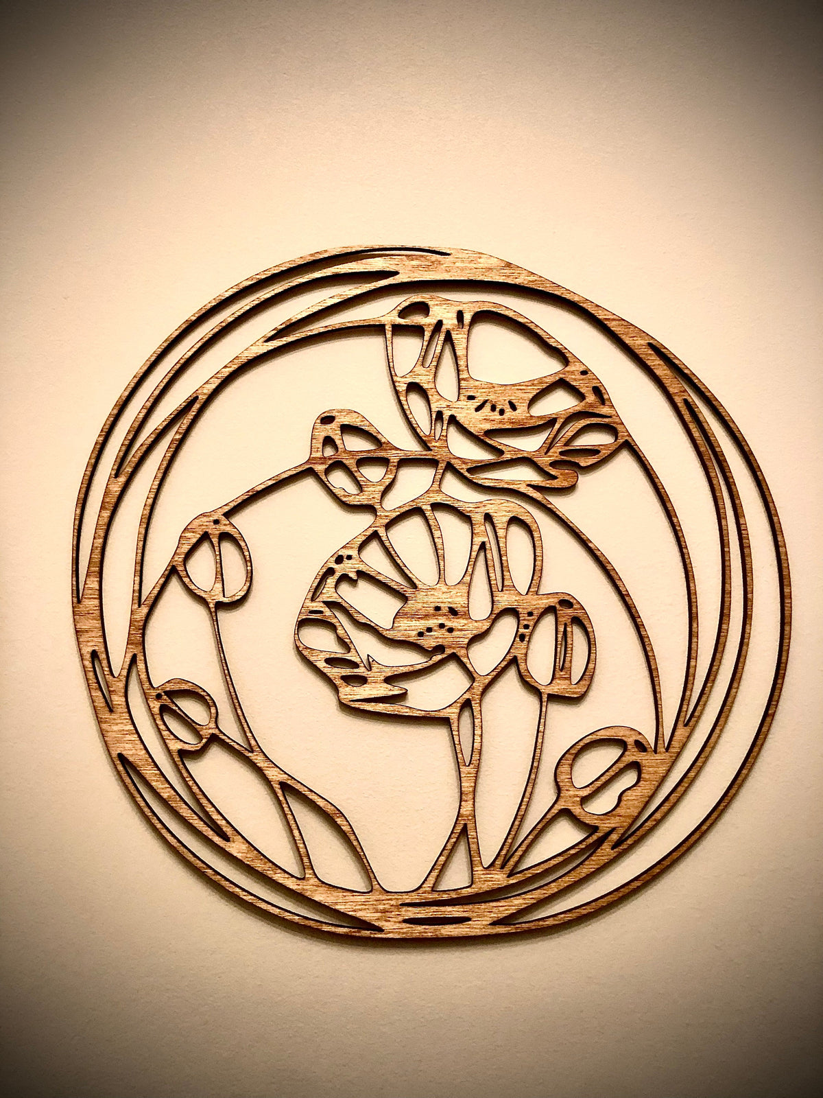 Boho Round Flower Wood Wall Art 3-Panel Set - product view