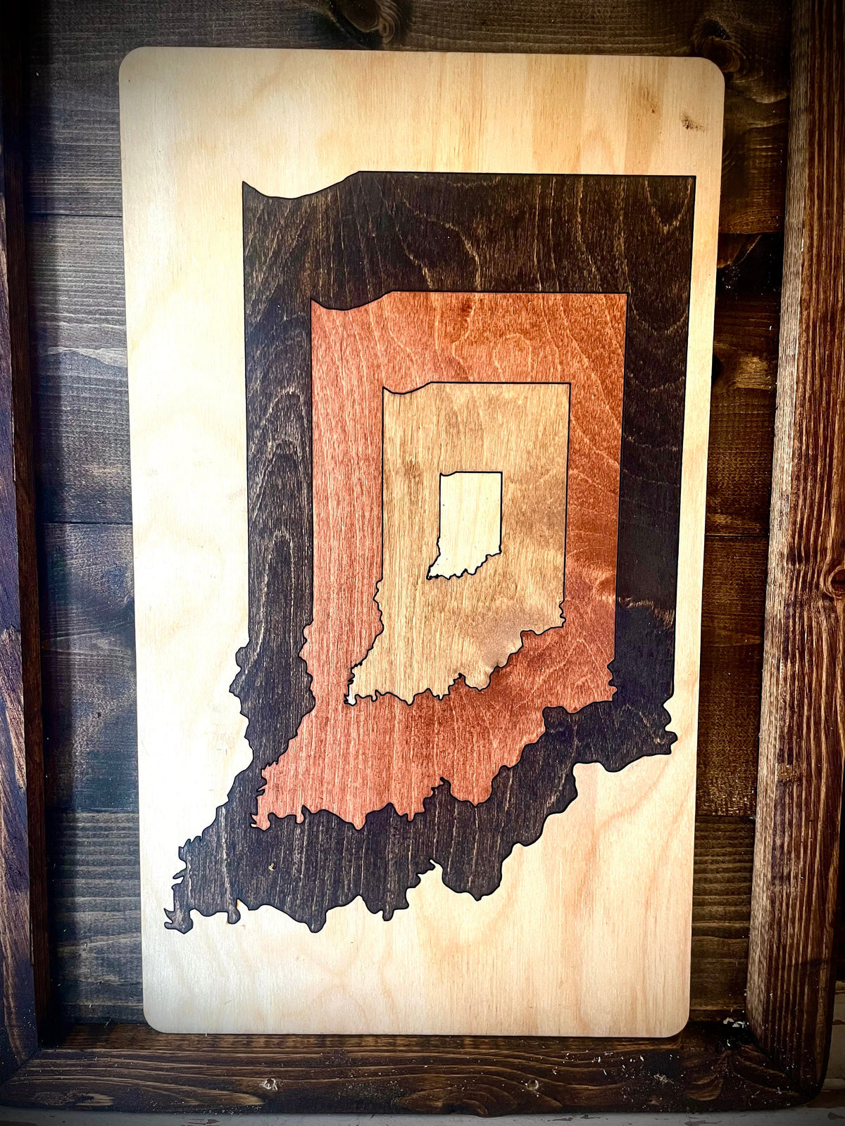 Indiana Inlay Art Wood Panel | Table or Wall Art | Multi-Color