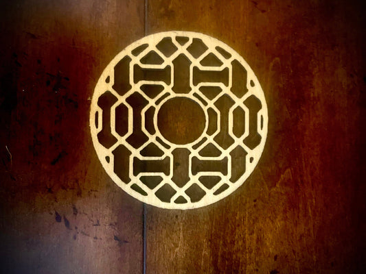 Boho Modern Art Deco Art Deco wood drawer knob or pull accent available in natural or 14 other finishes.  4 pieces. Set G
