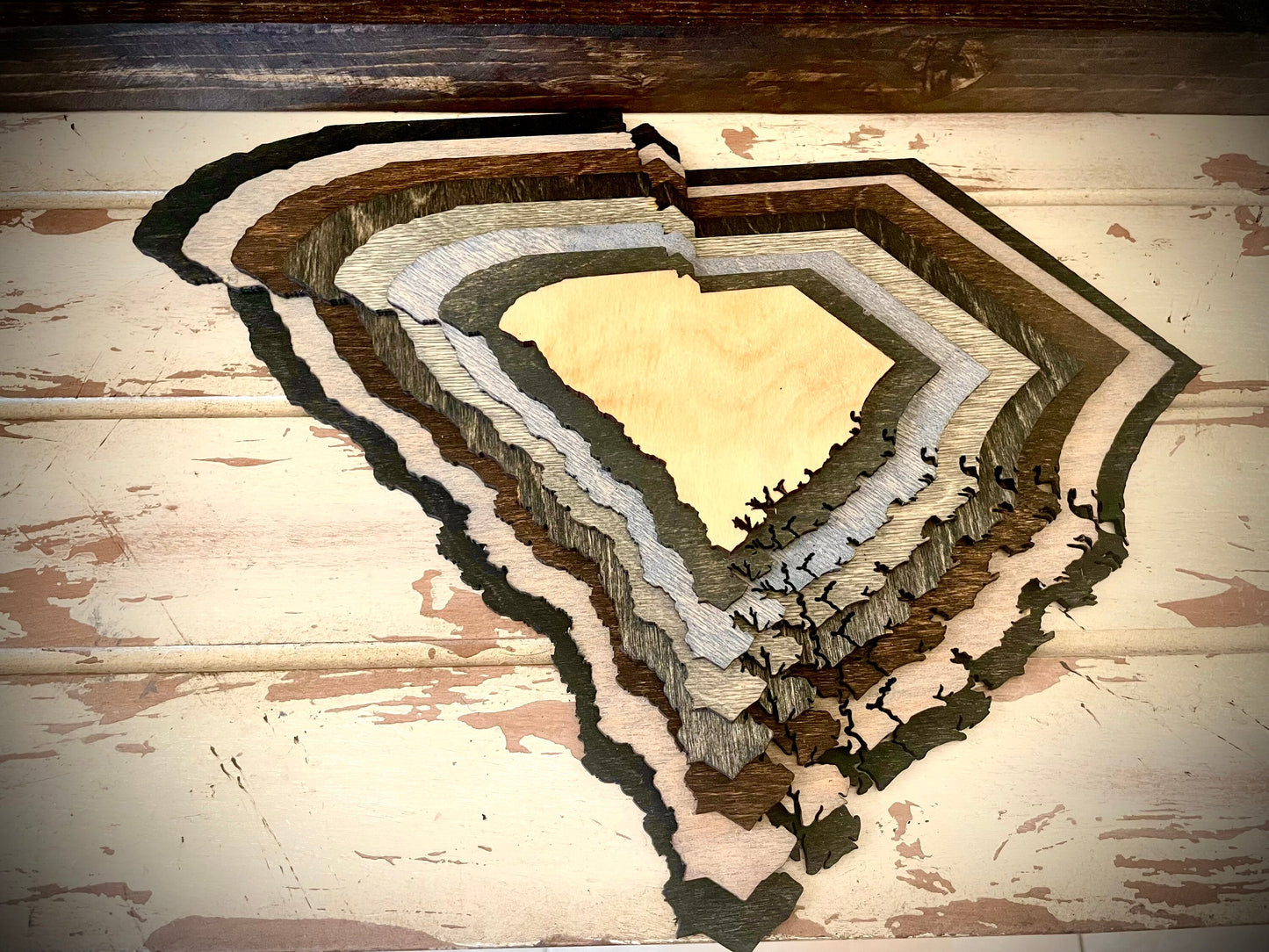 South Carolina Stacked State 3D Wood Table & Wall Art | Multi-Color
