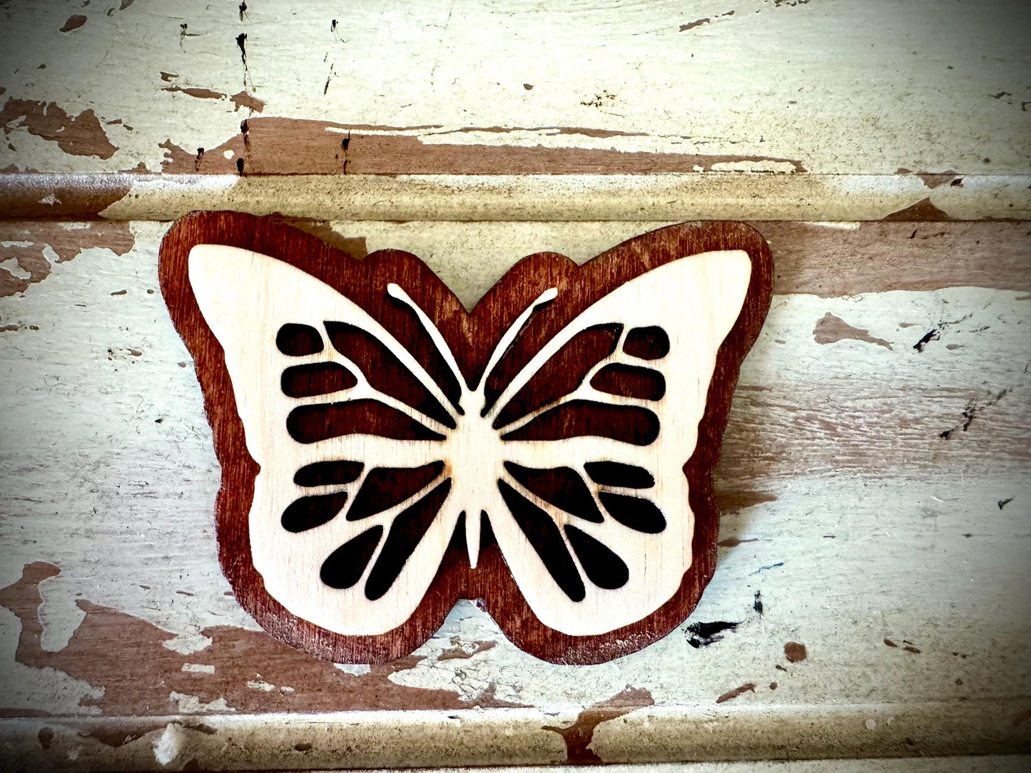Butterfly 2-Layer Wood Refrigerator Magnet | 12 Finishes | Nature Gift