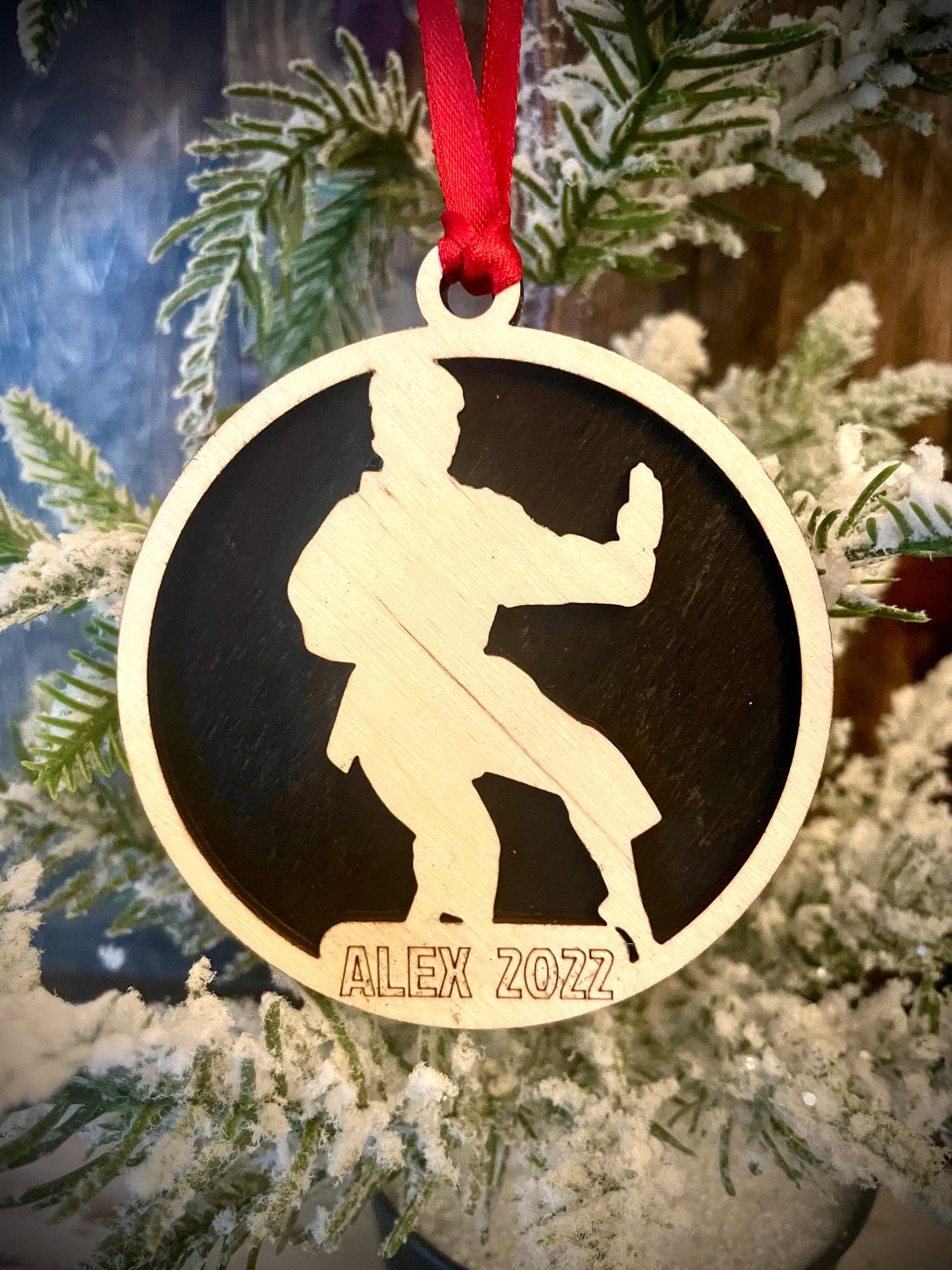 Martial Arts Karate Personalized 2-Layer Wood Christmas Ornament & Gift Tag | Multiple Finishes | Martial Arts Gift (#5)