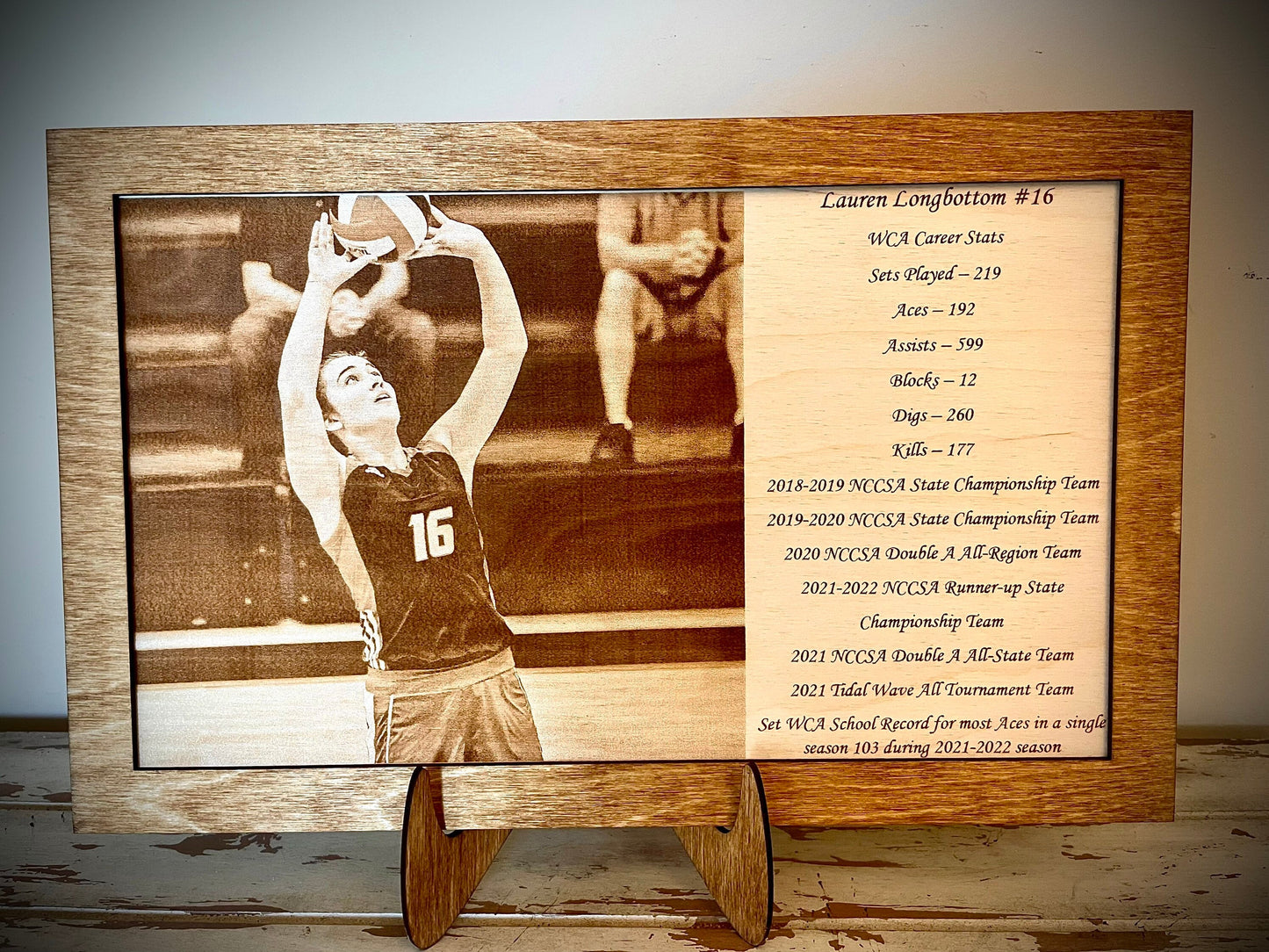 Sports Team Photo Engraved on Wood | Framed with Optional Easel | Individual or Group