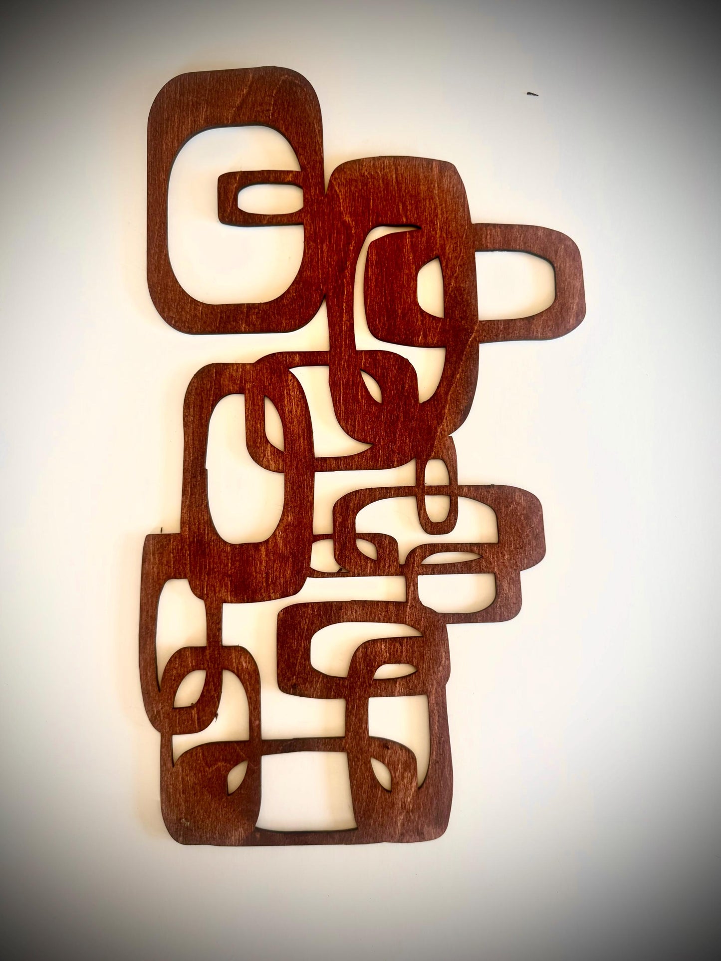 Mid Century Modern Wood Chain Wall Art | 4-Panel Set | 14 Finishes | Boho Modern | Set H