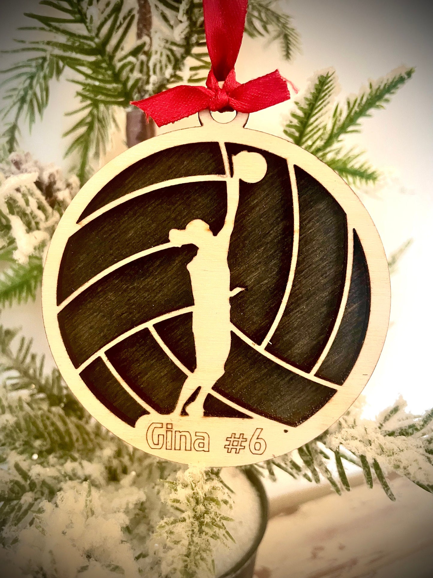 Volleyball Player Personalized 2-Layer Wood Christmas Ornament & Gift Tag | Multiple Finishes | Volleyball Gift (#8)