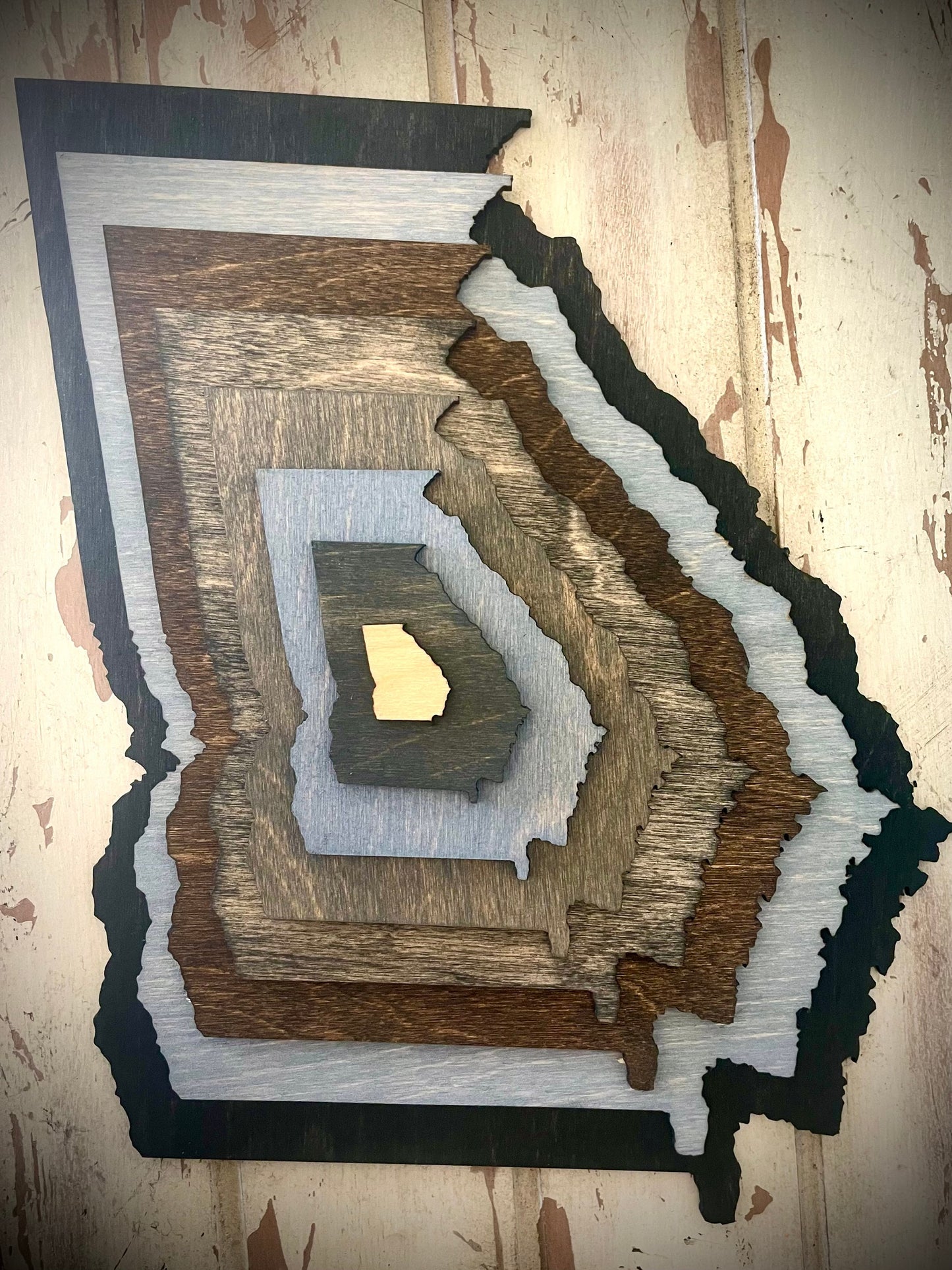 Georgia Stacked State 3D Wood Table & Wall Art | Multi-Color