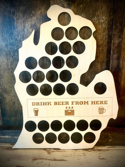 All 50 States "Drink Beer From Here" Wood Bottle Cap Holder | Bar Decor Gift