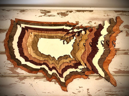 USA Stacked 3D Wood Table & Wall Art | Multi-Color