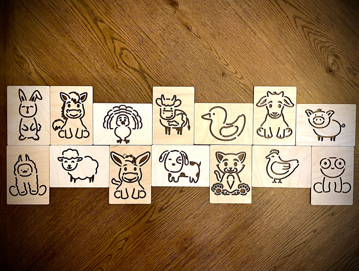 Farm Animal Laser Cut Wooden Stencils for Crafting & Drawing | Set of 14 or Individual