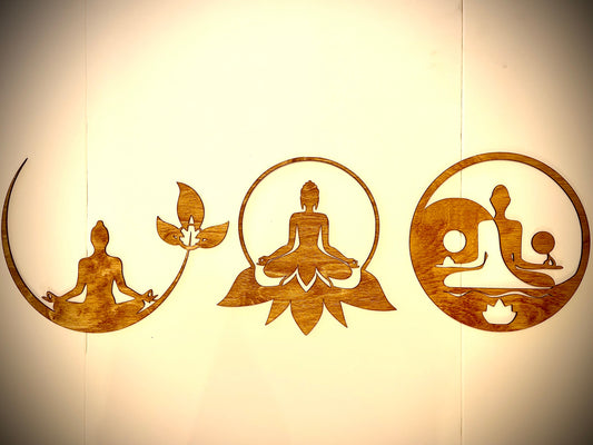 Yoga Chakra Wood Wall Art | 3-Panel Set | Multiple Finishes