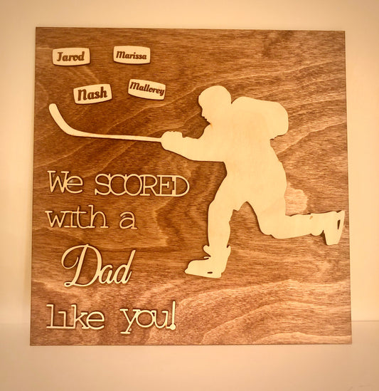 Custom Hockey Wood Plaque | Father's Day, Coach, Birthday & Christmas Gift
