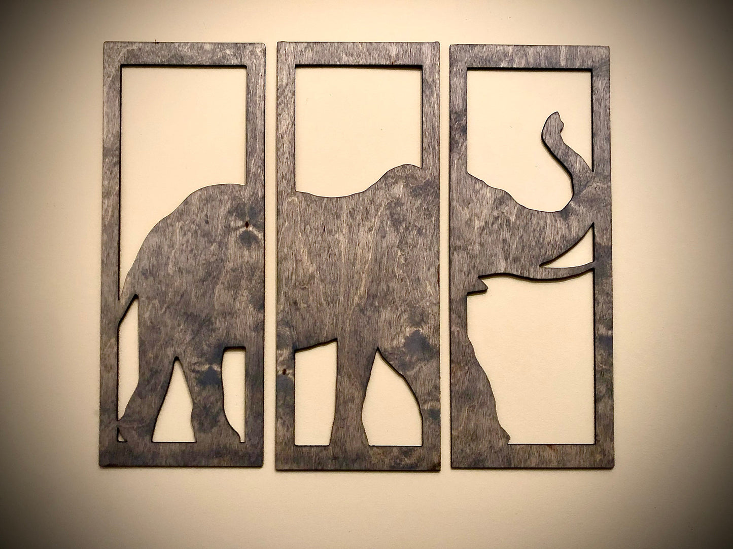 Elephant Wood Wall Art | 3-Panel Set | Multiple Sizes & Finishes