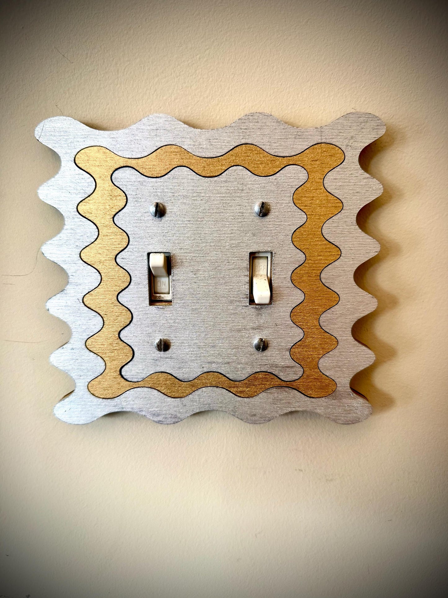Triple Ripple Edge Wood Inlay Light Switch & Outlet Cover | Multiple Configurations