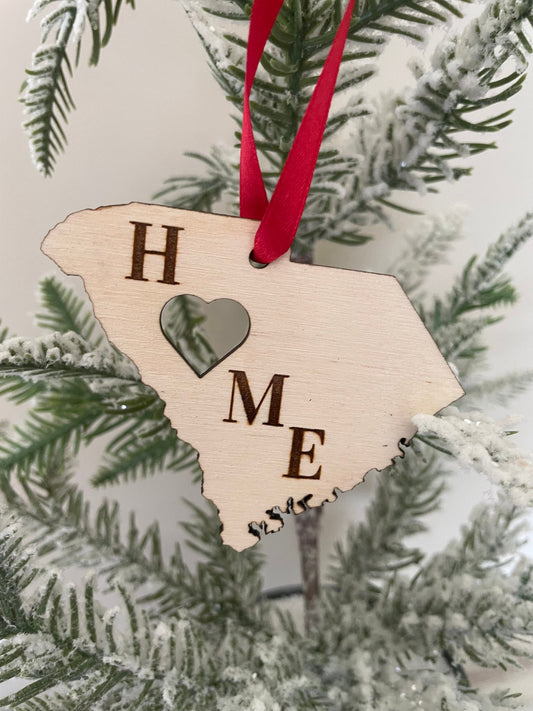 South Carolina HOME Wood Ornament & Gift Tag | 12 Finishes | State Pride Gift