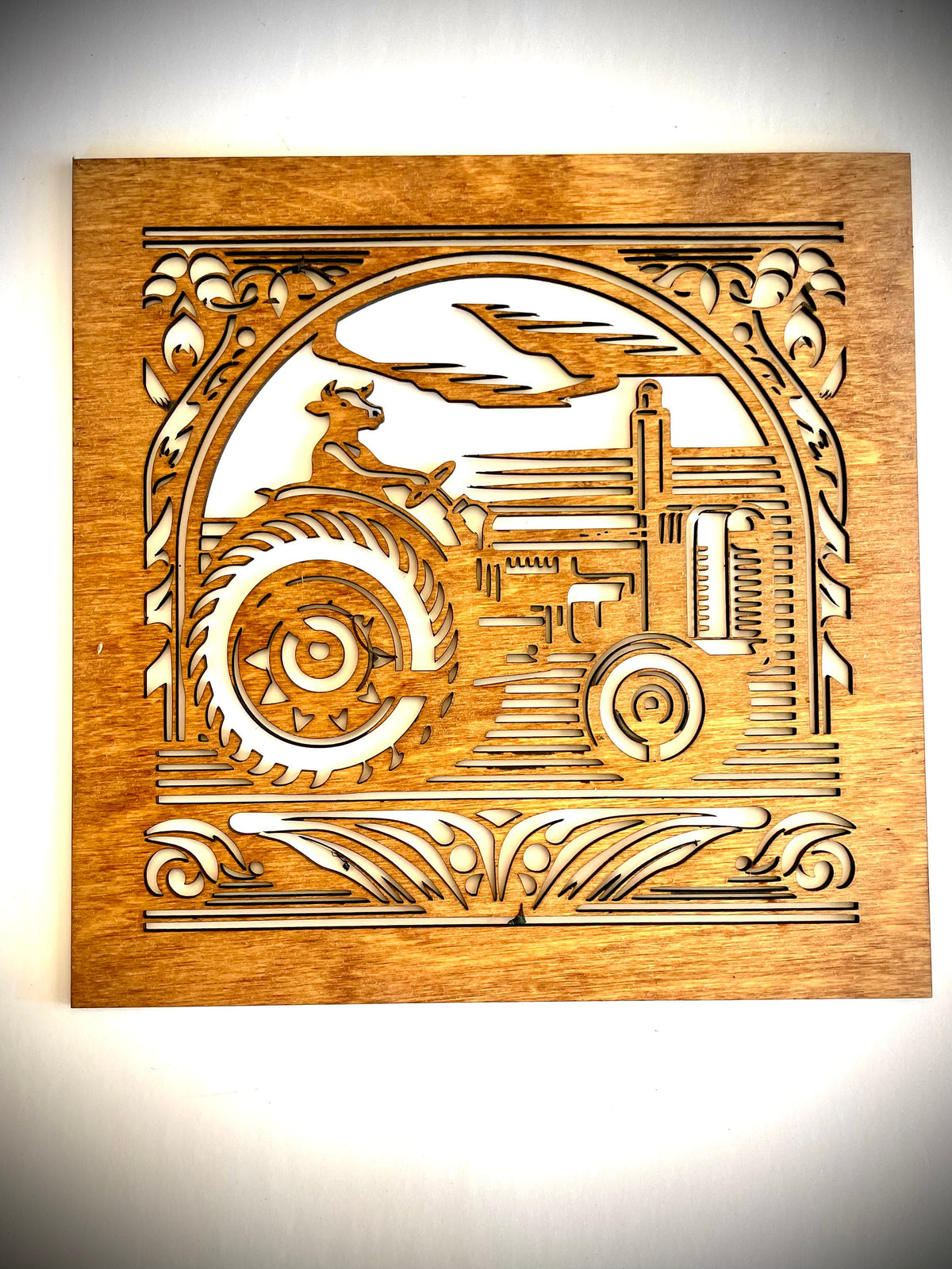Whimsical Livestock Driving Tractors Wood Wall Art | Cow, Goat, Pig & Chicken | 4-Panel Set | Multiple Sizes & Finishes
