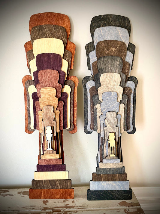 Stacked Nutcracker 3D Wood Christmas Decor | Table & Wall Art | Multi-Color